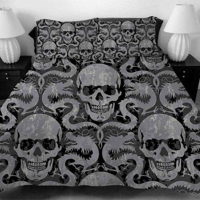 3D Sugar Dragon Skull Duvet Cover Bedding Set