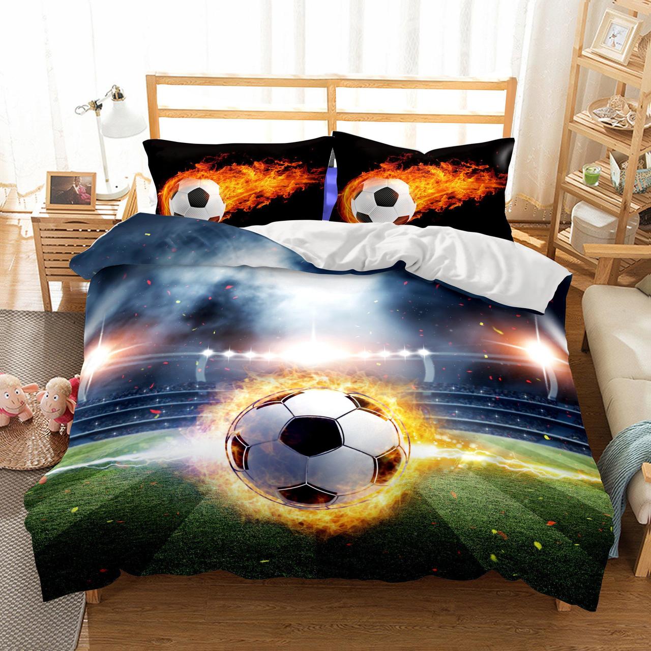3D Wholesale Football Fire Printed Duvet Cover Bedding Set