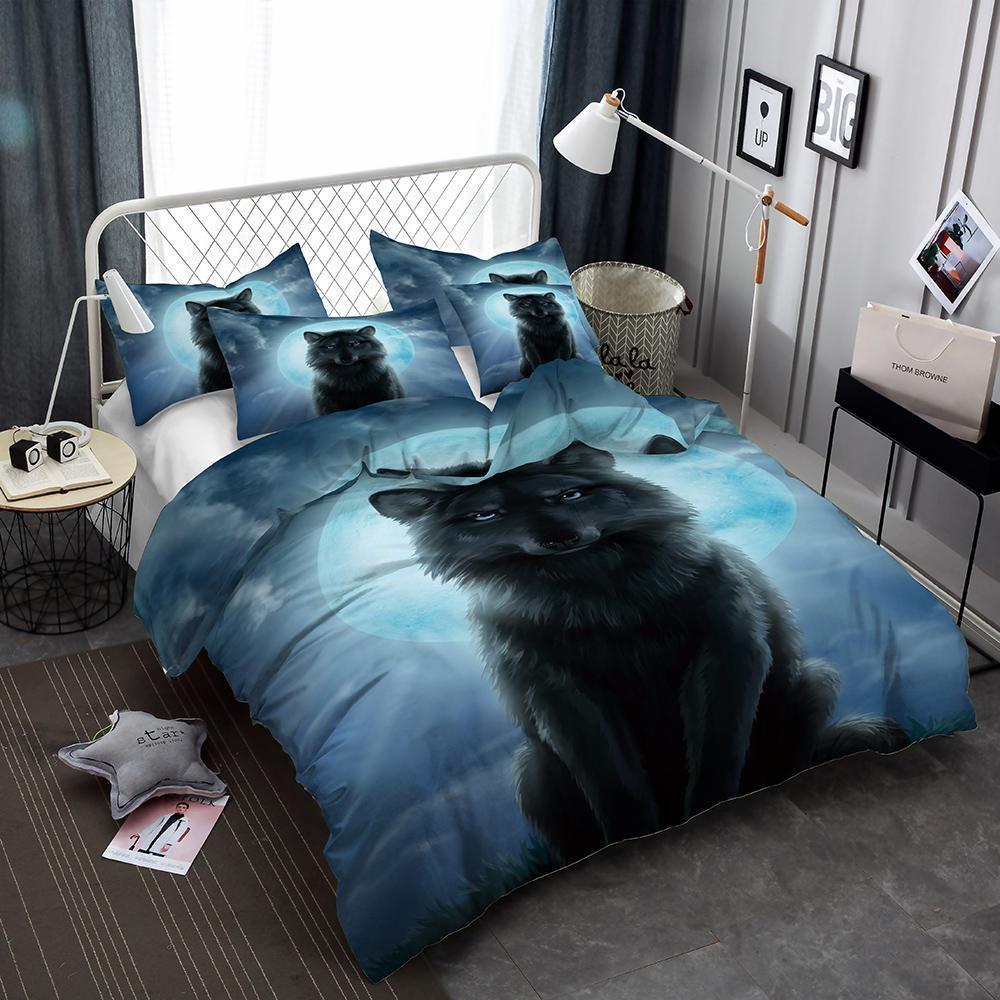 3D Wolf Pattern Digital Print Pieceet Large Allizes 3D Customized Duvet Cover Bedding Set
