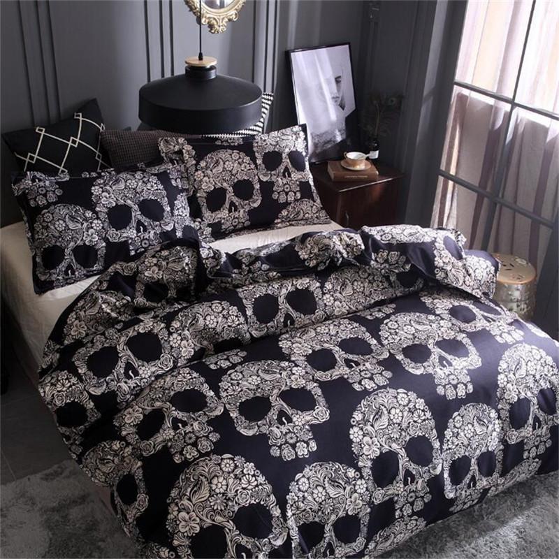 3Dkull,Digital Printing Day Of The Deadugarkull With Floral 3Piece 3D Customized Duvet Cover Bedding Set