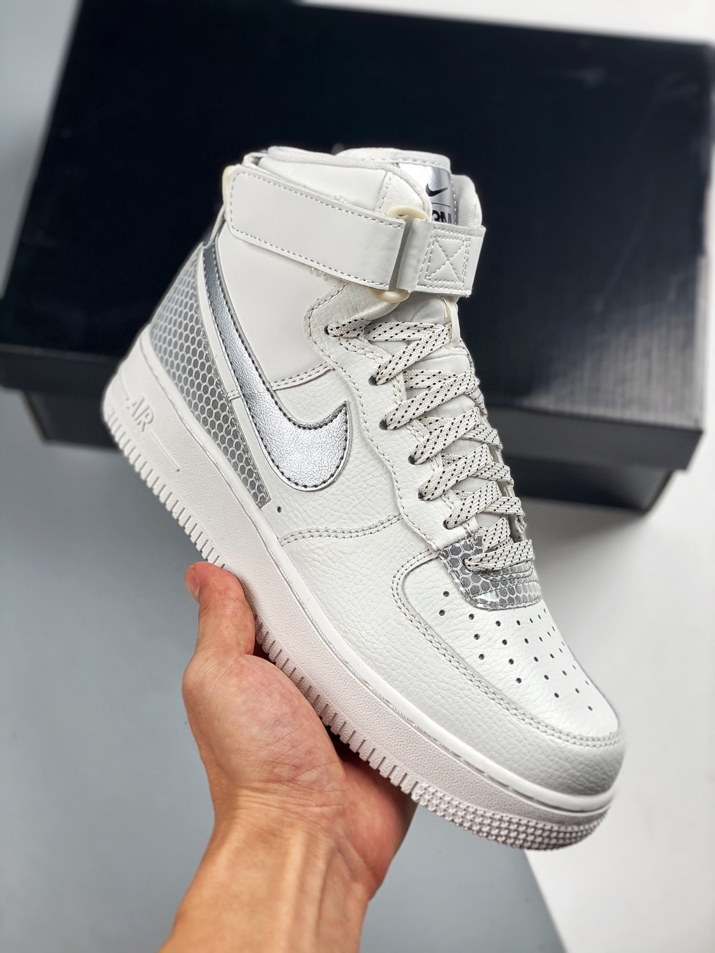 3M x Nike Air Force 1 High White Silver For Sale