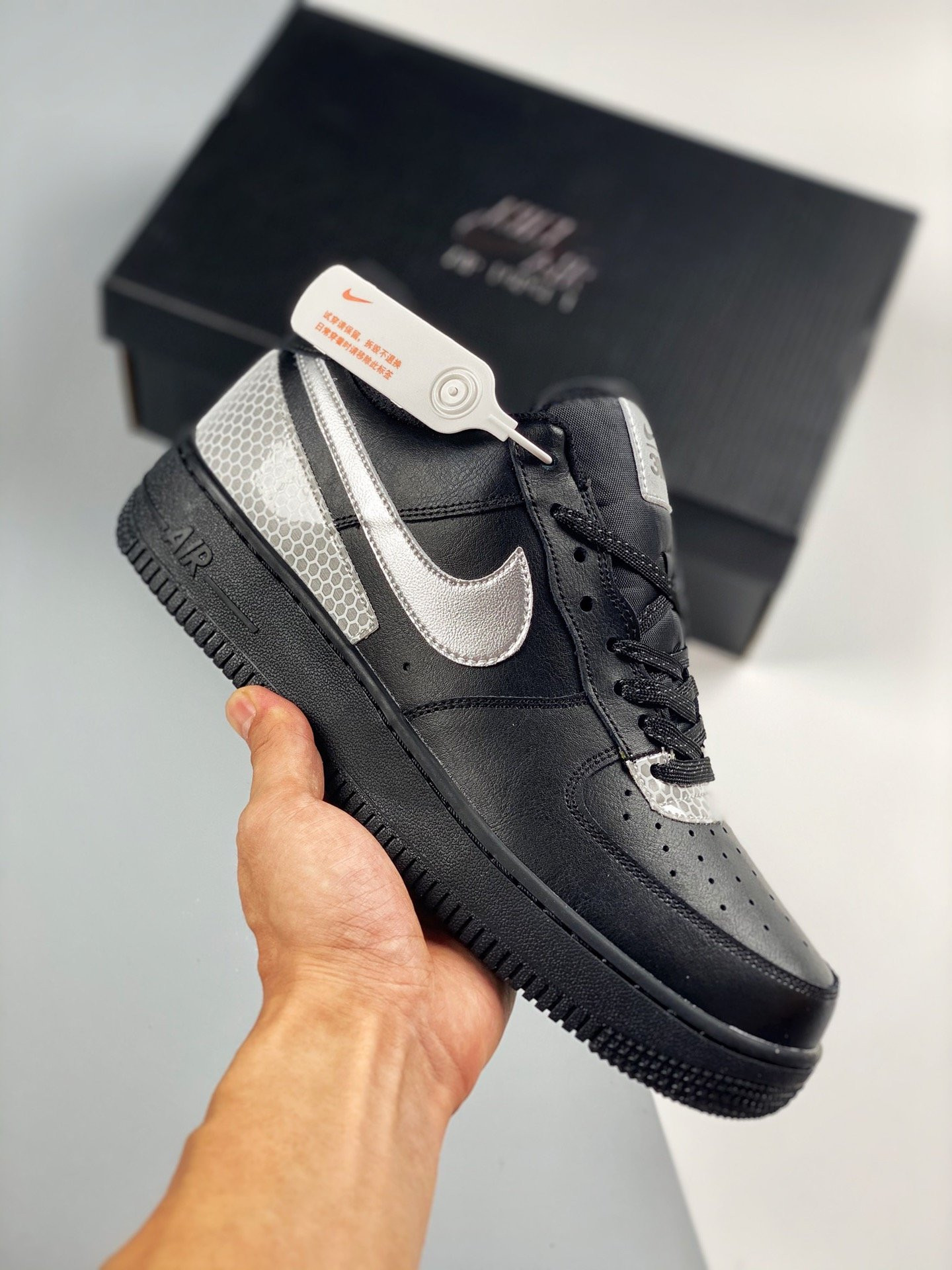 3M x Nike Air Force 1 Low Black Silver For Sale