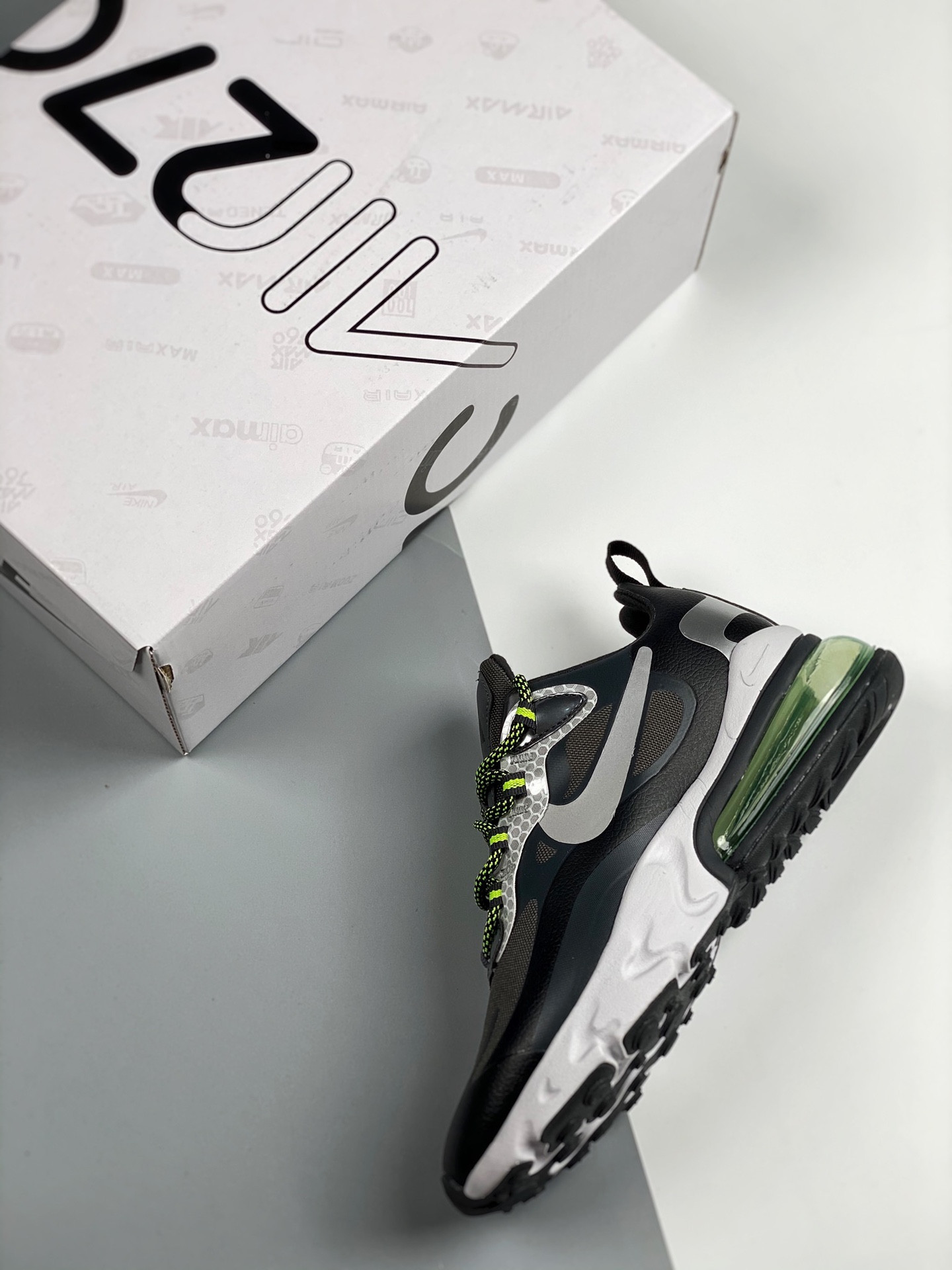 3M x Nike Air Max 270 React Black Reflective Silver For Sale