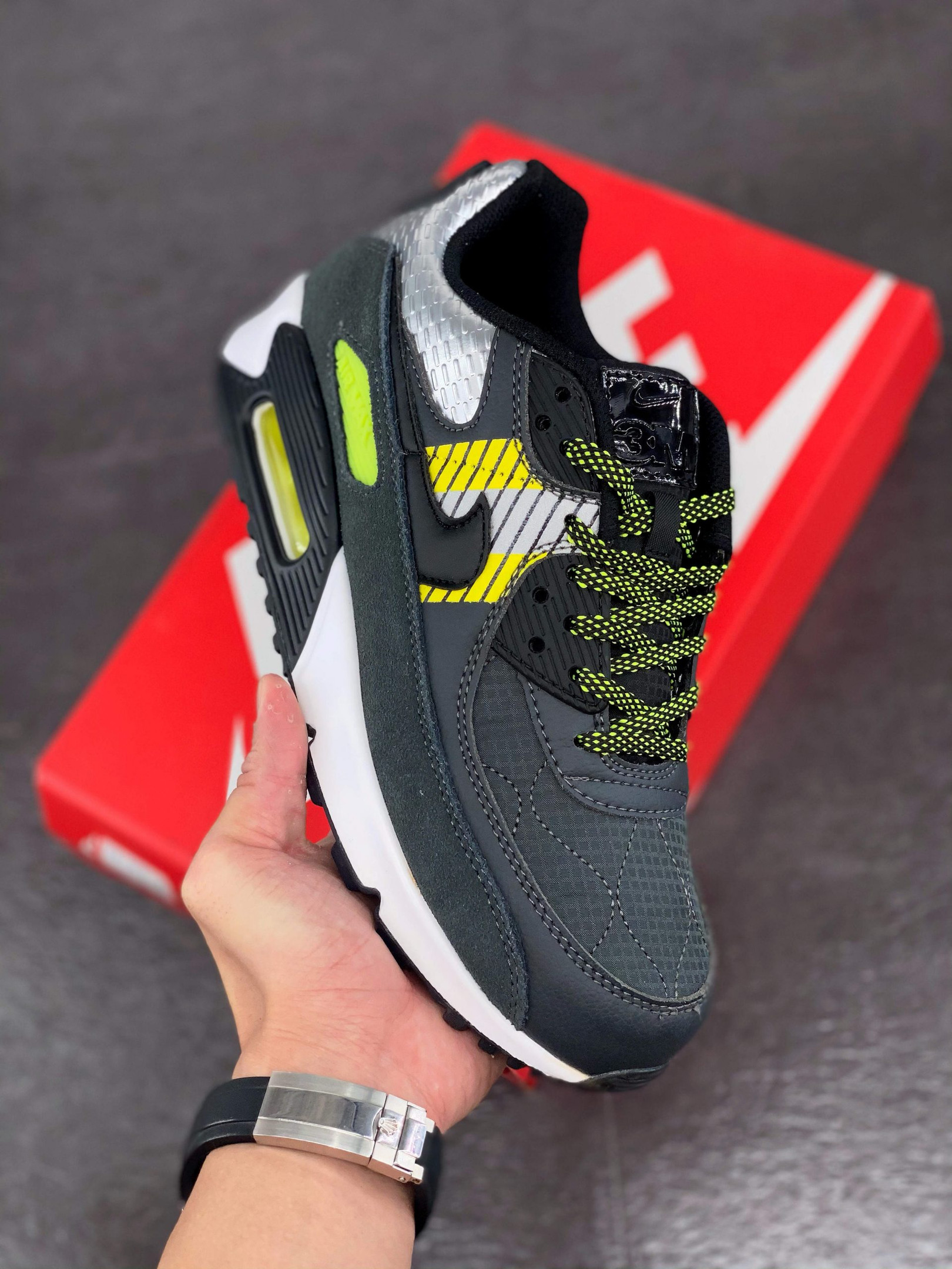 3M x Nike Air Max 90 Anthracite/Volt/Black For Sale