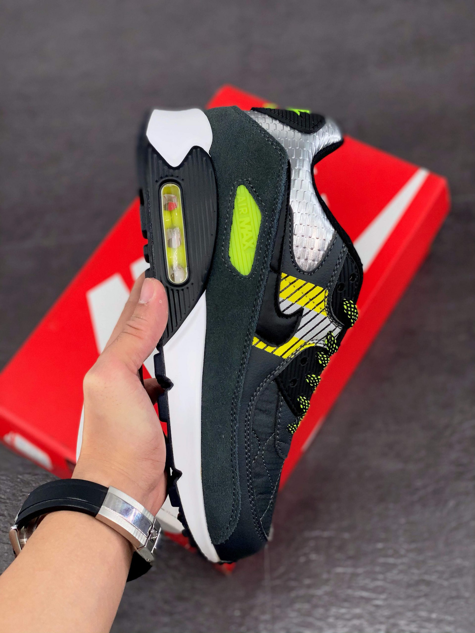 3M x Nike Air Max 90 Anthracite/Volt/Black For Sale