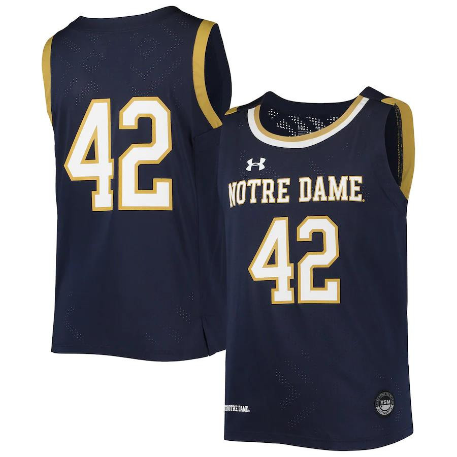 42 Notre Dame Fighting Irish Under Armour Youth Basketball Stitched Jersey – Navy
