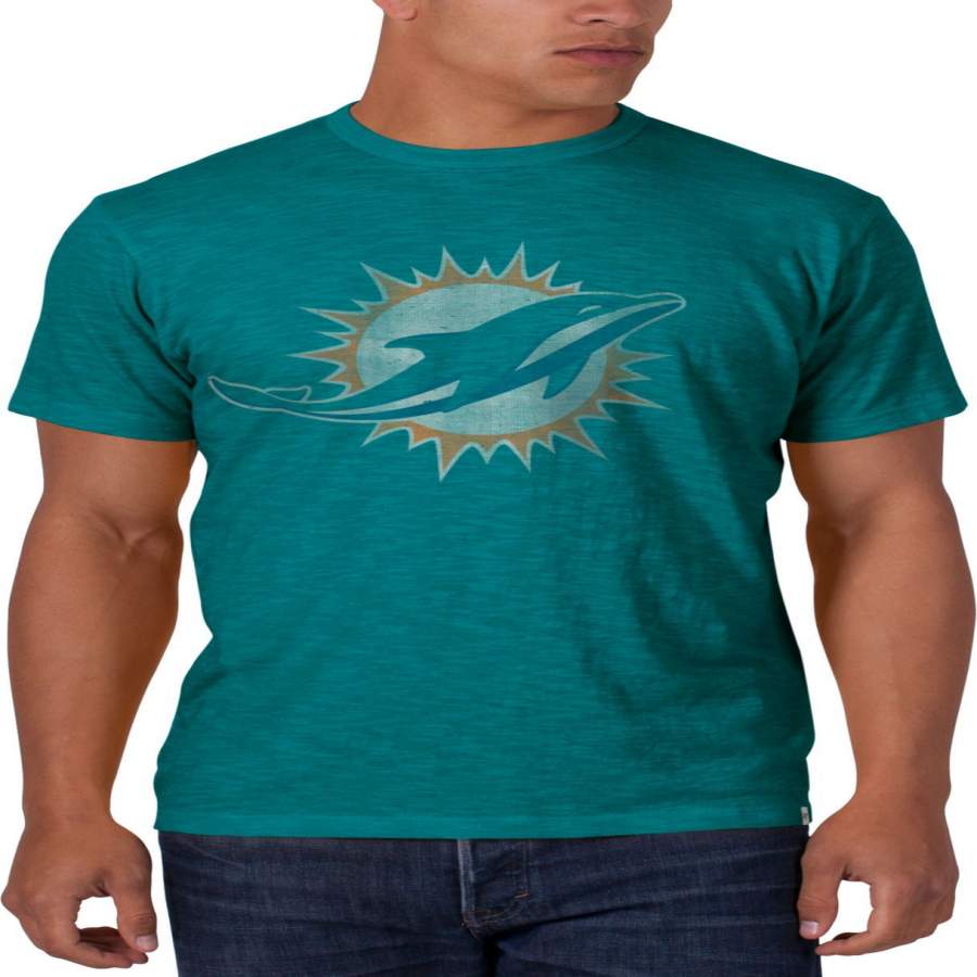 47 Men S Miami Dolphins Scrum Logo Aqua T-Shirt