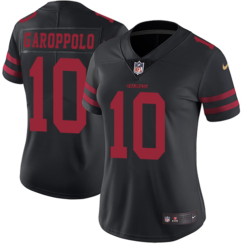 49ers #10 Jimmy Garoppolo Black Alternate Women’s Stitched NFL Vapor Untouchable Jersey