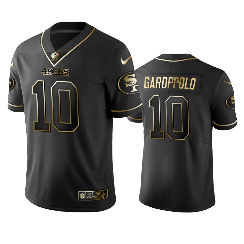 49ers #10 Jimmy Garoppolo Black Golden Edition Stitched NFL Jersey