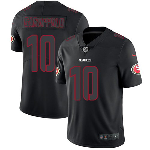 49ers #10 Jimmy Garoppolo Black Men’s Stitched NFL Rush Impact Jersey