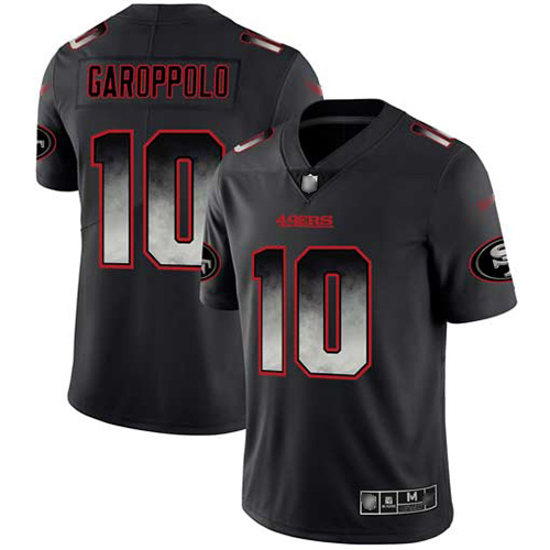 49ers #10 Jimmy Garoppolo Black Men’s Stitched NFL Vapor Untouchable Smoke Fashion Jersey