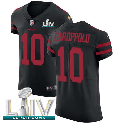 49ers #10 Jimmy Garoppolo Black Super Bowl LIV 2020 Alternate Men’s Stitched NFL Vapor Untouchable Elite Jersey