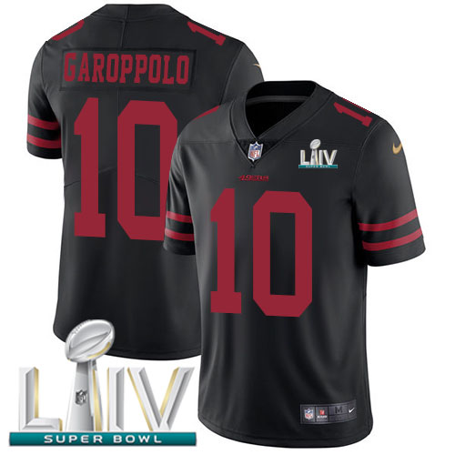 49ers #10 Jimmy Garoppolo Black Super Bowl LIV 2020 Alternate Men’s Stitched NFL Vapor Untouchable Jersey