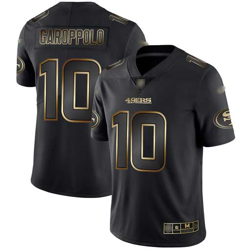49ers #10 Jimmy Garoppolo Black/Gold Men’s Stitched NFL Vapor Untouchable Jersey
