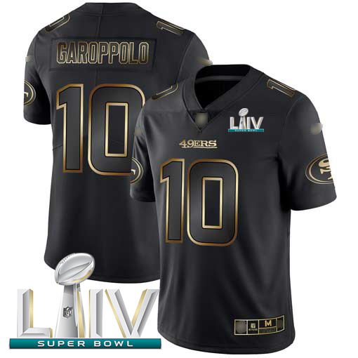 49ers #10 Jimmy Garoppolo Black/Gold Super Bowl LIV 2020 Men’s Stitched NFL Vapor Untouchable Jersey