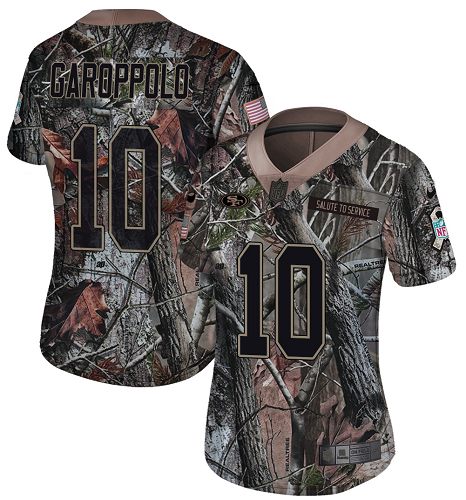 49ers #10 Jimmy Garoppolo Camo Women’s Stitched NFL Rush Realtree Jersey