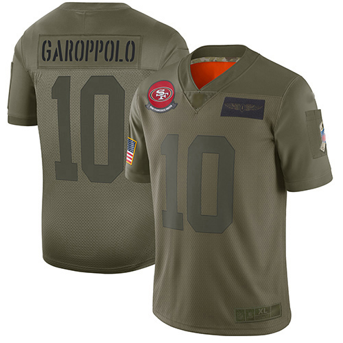 49ers #10 Jimmy Garoppolo Camo Youth Stitched NFL 2019 Salute To Service Jersey