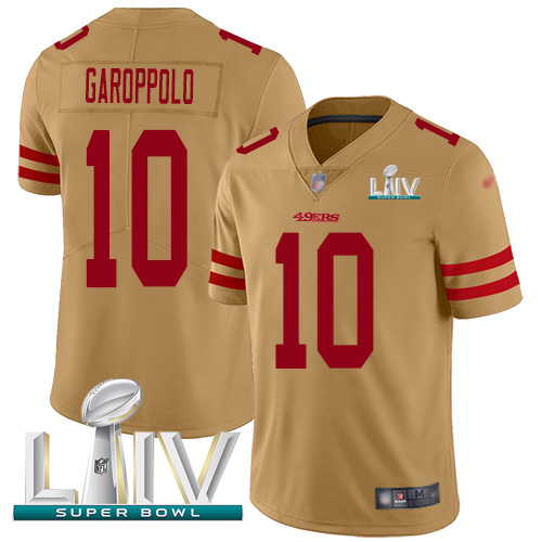 49ers #10 Jimmy Garoppolo Gold Super Bowl LIV 2020 Youth Stitched NFL Inverted Legend Jersey