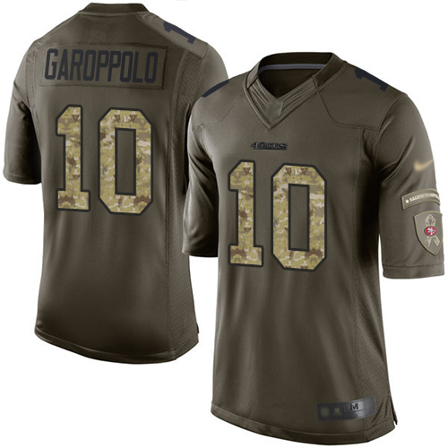 49ers #10 Jimmy Garoppolo Green Youth Stitched NFL 2015 Salute To Service Jersey