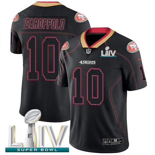 49ers #10 Jimmy Garoppolo Lights Out Black Super Bowl LIV 2020 Men’s Stitched NFL Rush Jersey