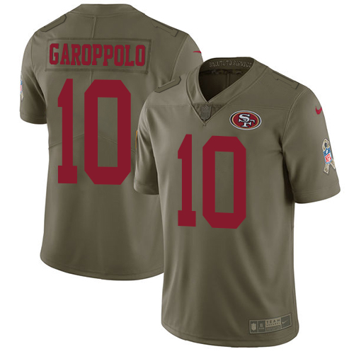 49ers #10 Jimmy Garoppolo Olive Men’s Stitched NFL 2017 Salute To Service Jersey