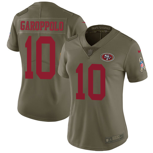 49ers #10 Jimmy Garoppolo Olive Women’s Stitched NFL 2017 Salute To Service Jersey