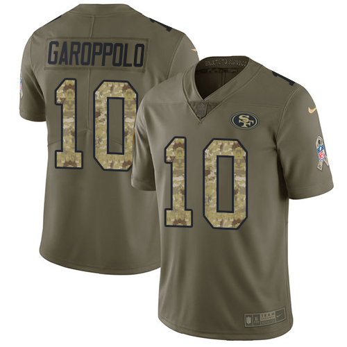 49ers #10 Jimmy Garoppolo Olive/Camo Men’s Stitched NFL 2017 Salute To Service Jersey