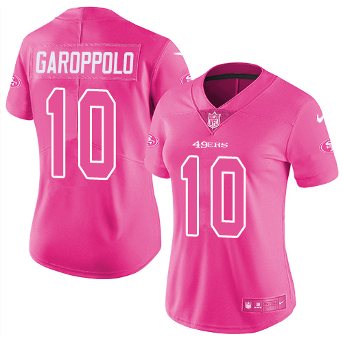 49ers #10 Jimmy Garoppolo Pink Women’s Stitched NFL Rush Fashion Jersey