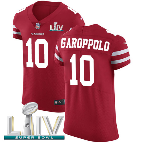 49ers #10 Jimmy Garoppolo Red Super Bowl LIV 2020 Team Color Men’s Stitched NFL Vapor Untouchable Elite Jersey