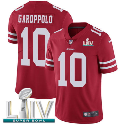 49ers #10 Jimmy Garoppolo Red Super Bowl LIV 2020 Team Color Men’s Stitched NFL Vapor Untouchable Jersey