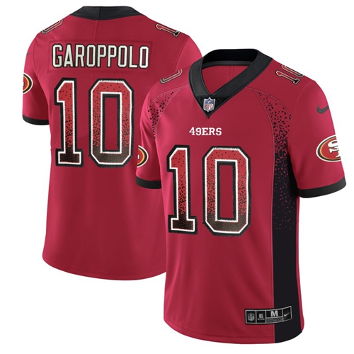 49ers #10 Jimmy Garoppolo Red Team Color Men’s Stitched NFL Rush Drift Fashion Jersey
