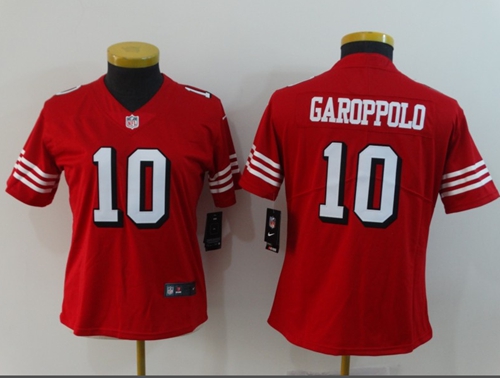 49ers #10 Jimmy Garoppolo Red Team Color Women’s Stitched NFL Vapor Untouchable II Jersey