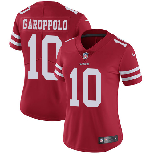 49ers #10 Jimmy Garoppolo Red Team Color Women’s Stitched NFL Vapor Untouchable Jersey