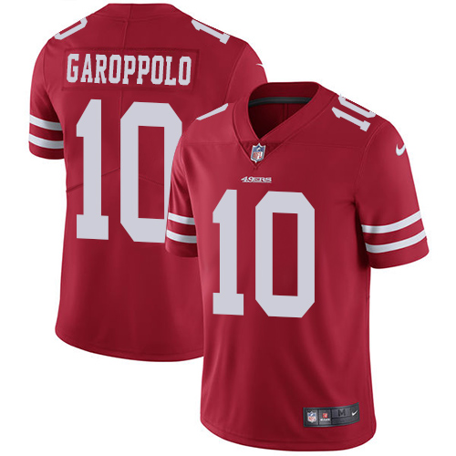 49ers #10 Jimmy Garoppolo Red Team Color Youth Stitched NFL Vapor Untouchable Jersey