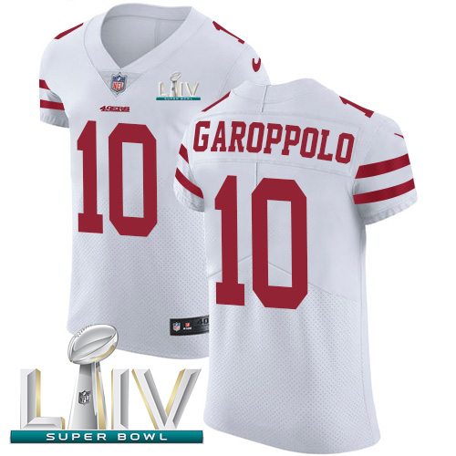 49ers #10 Jimmy Garoppolo White Super Bowl LIV 2020 Men’s Stitched NFL Vapor Untouchable Elite Jersey