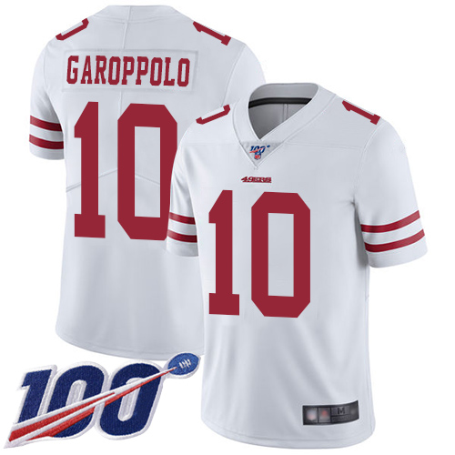 49ers #10 Jimmy Garoppolo White Youth Stitched NFL 100th Season Vapor Jersey