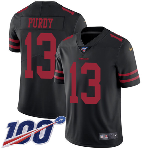 49ers #13 Brock Purdy Black Alternate Men’s Stitched NFL 100th Season Vapor Jersey