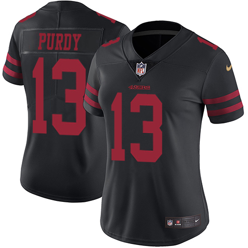 49ers #13 Brock Purdy Black Alternate Women’s Stitched NFL Vapor Untouchable Jersey