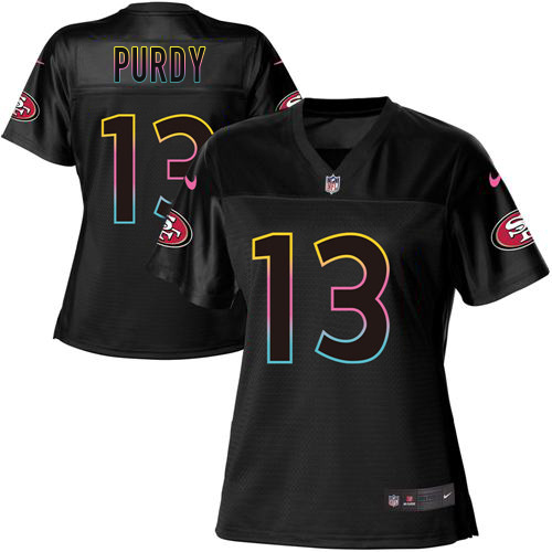 49ers #13 Brock Purdy Black Women’s NFL Fashion Game Jersey