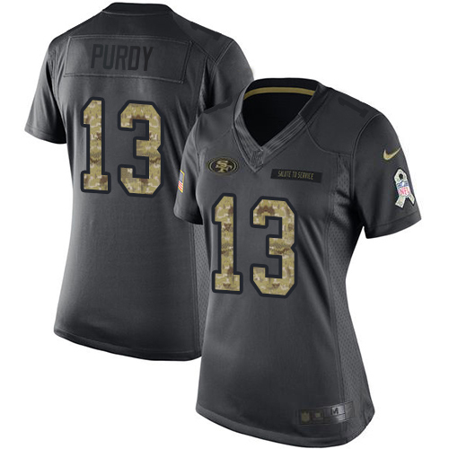 49ers #13 Brock Purdy Black Women’s Stitched NFL 2016 Salute To Service Jersey