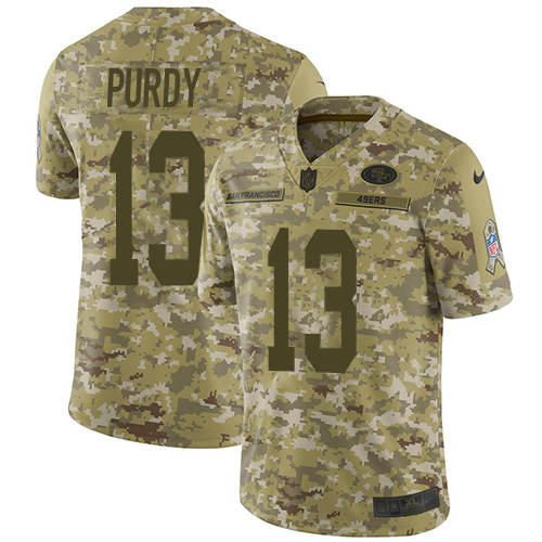 49ers #13 Brock Purdy Camo Men’s Stitched NFL 2018 Salute To Service Jersey