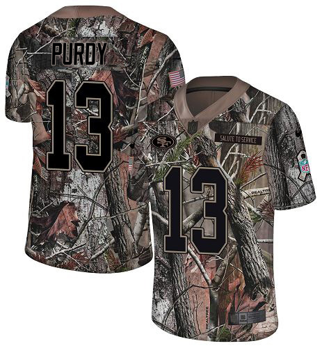 49ers #13 Brock Purdy Camo Youth Stitched NFL Rush Realtree Jersey