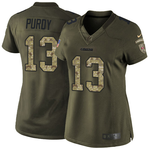 49ers #13 Brock Purdy Green Women’s Stitched NFL 2015 Salute To Service Jersey