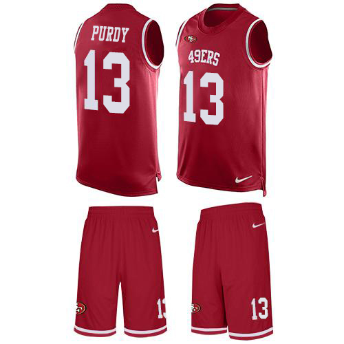 49ers #13 Brock Purdy Red Team Color Men’s Stitched NFL Tank Top Suit Jersey