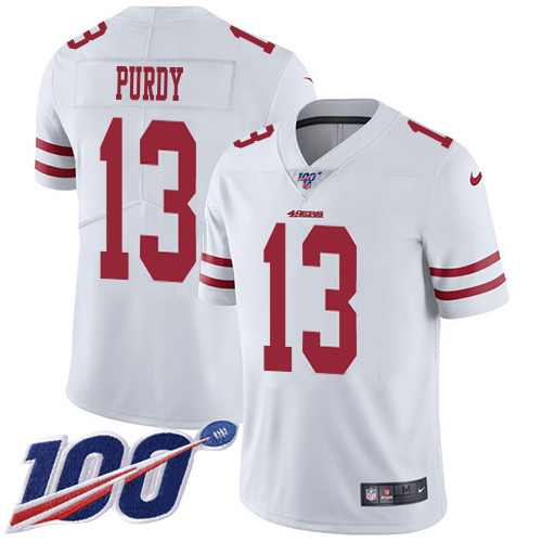 49ers #13 Brock Purdy White Men’s Stitched NFL 100th Season Vapor Jersey