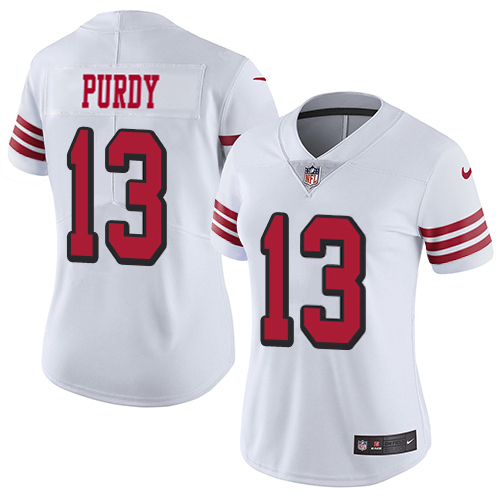 49ers #13 Brock Purdy White Rush Women’s Stitched NFL Vapor Untouchable Jersey