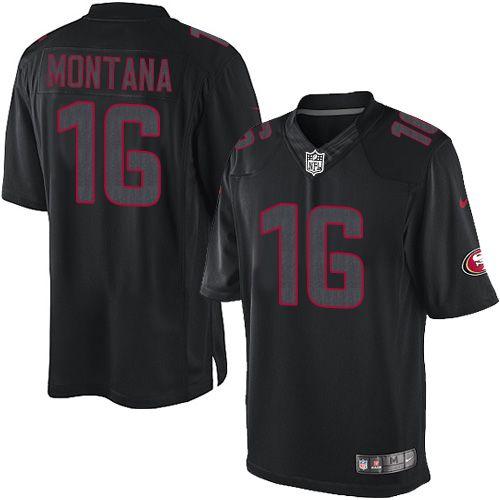 49ers #16 Joe Montana Black Men’s Stitched NFL Impact Jersey