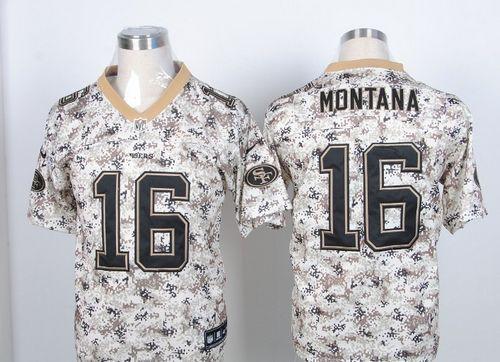 49ers #16 Joe Montana Camo USMC Men’s Stitched NFL Elite Jersey