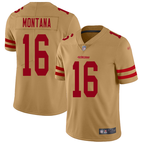 49ers #16 Joe Montana Gold Youth Stitched NFL Inverted Legend Jersey