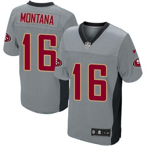 49ers #16 Joe Montana Grey Shadow Youth Stitched NFL Elite Jersey